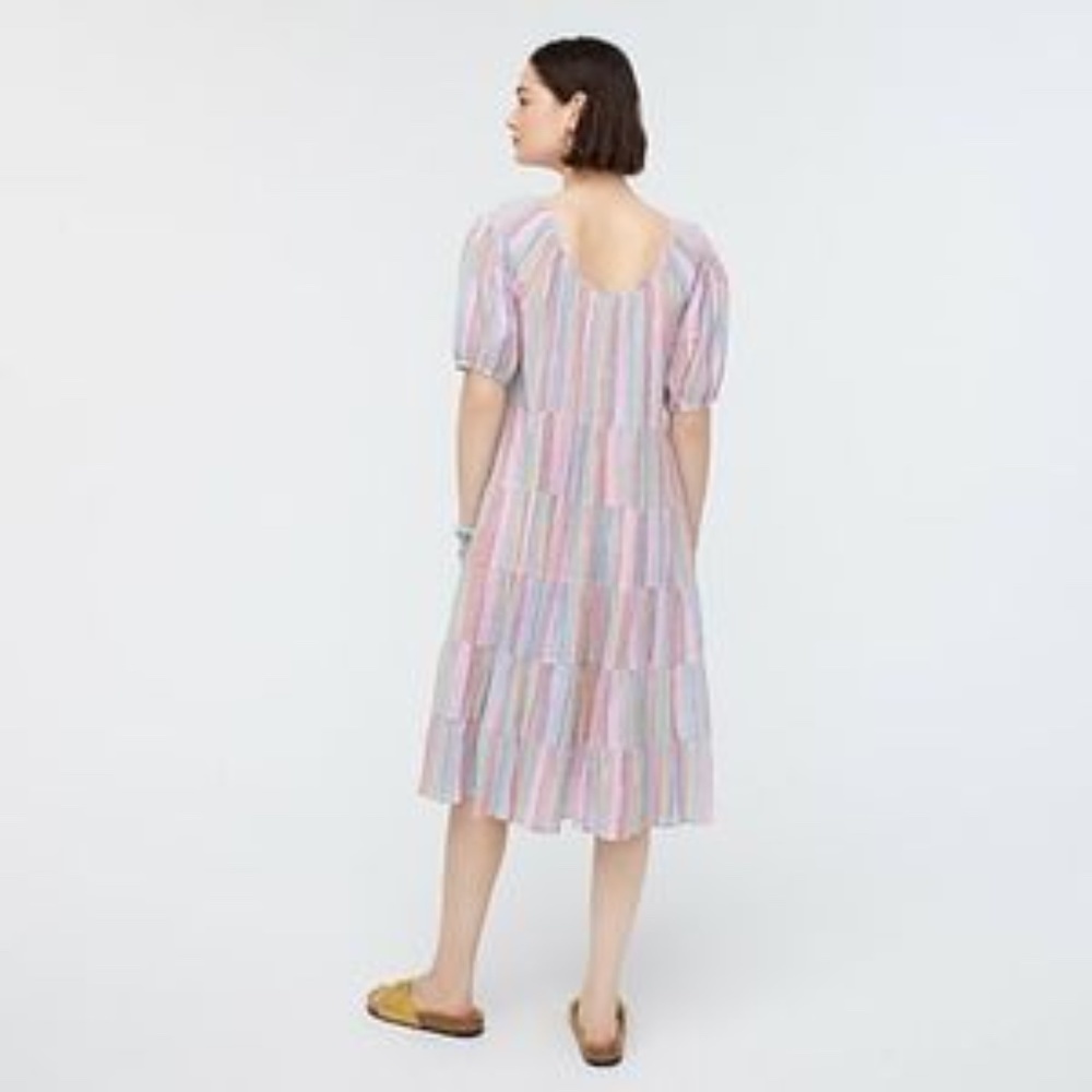 J.Crew Short Sleeve Pastel Striped Midi Dress Size XXS NWT - Picture 3 of 7